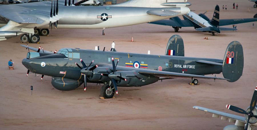Aerial view of the AVRO Shackleton AEW.2, an aircraft commissioned by the Royal Air Force shortly after World War II.